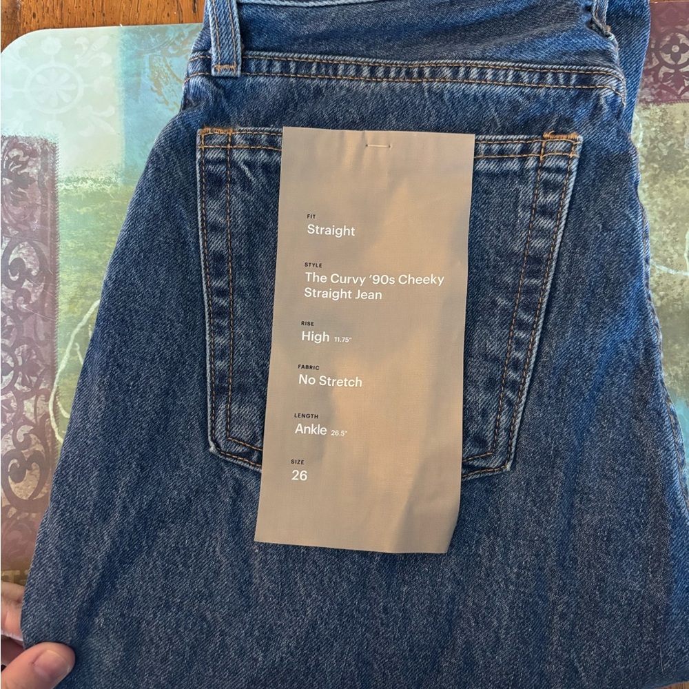 EVERLANE BNWT The Curvy '90s Cheeky Straight Jean - Blue (Size 26 ankle)